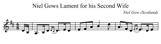 Niel Gows Lament for his Second Wife - staff notation