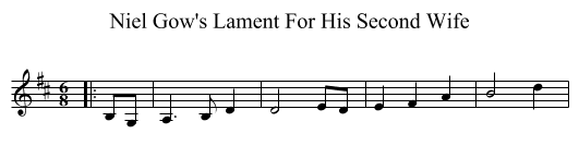 Niel Gow's Lament For His Second Wife - staff notation