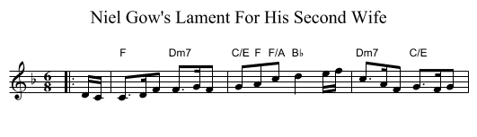Niel Gow's Lament For His Second Wife - staff notation