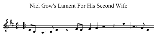 Niel Gow's Lament For His Second Wife - staff notation