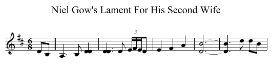 Niel Gow's Lament For His Second Wife - staff notation