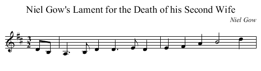 Niel Gow's Lament for the Death of his Second Wife - staff notation