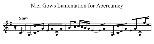 Niel Gows Lamentation for Abercarney - staff notation