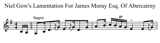 Niel Gow's Lamentation For James Moray Esq. Of Abercairny - staff notation