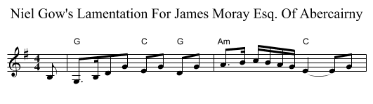 Niel Gow's Lamentation For James Moray Esq. Of Abercairny - staff notation