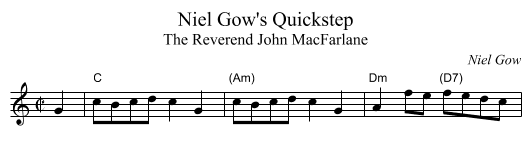 Niel Gow's Quickstep - staff notation