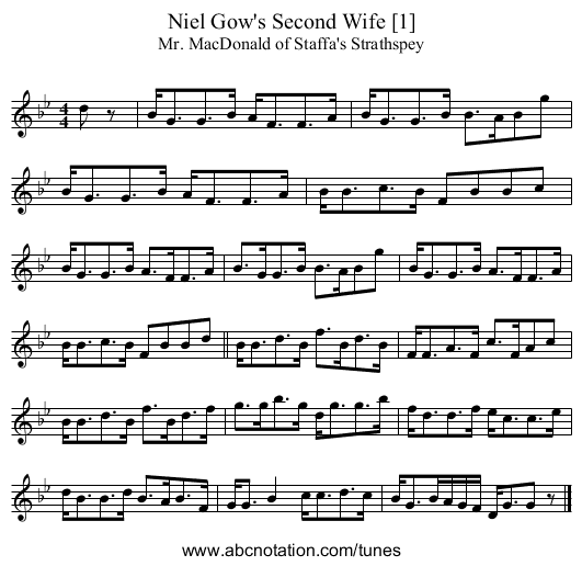 Niel Gow's Second Wife [1] - staff notation