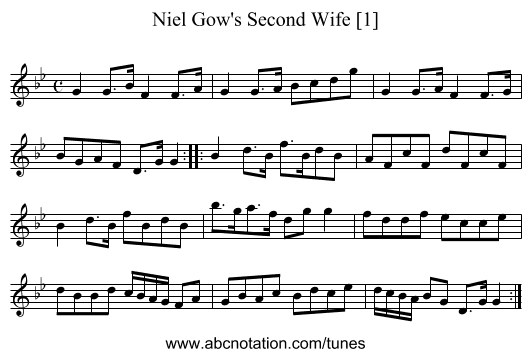 Niel Gow's Second Wife [1] - staff notation