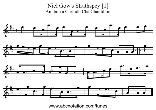 Niel Gow's Strathspey [1] - staff notation