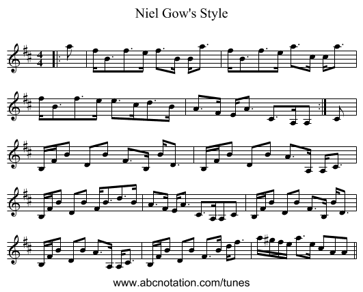 Niel Gow's Style - staff notation