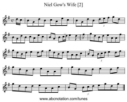 Niel Gow's Wife [2] - staff notation