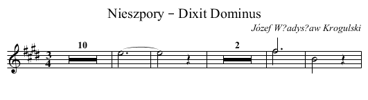Nieszpory – Dixit Dominus - staff notation