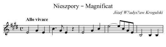 Nieszpory – Magnificat - staff notation