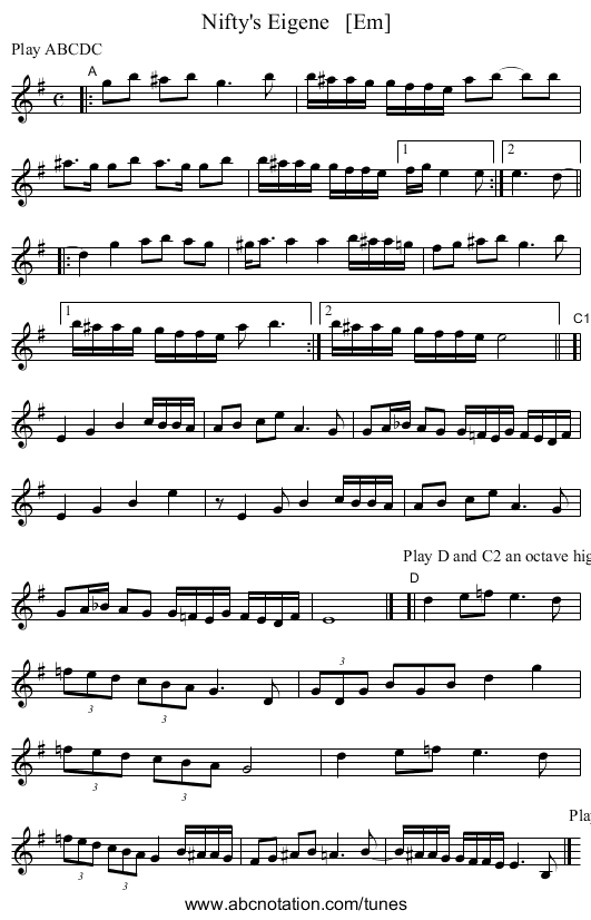 Nifty's Eigene   [Em] - staff notation