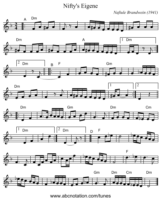 Nifty's Eigene - staff notation