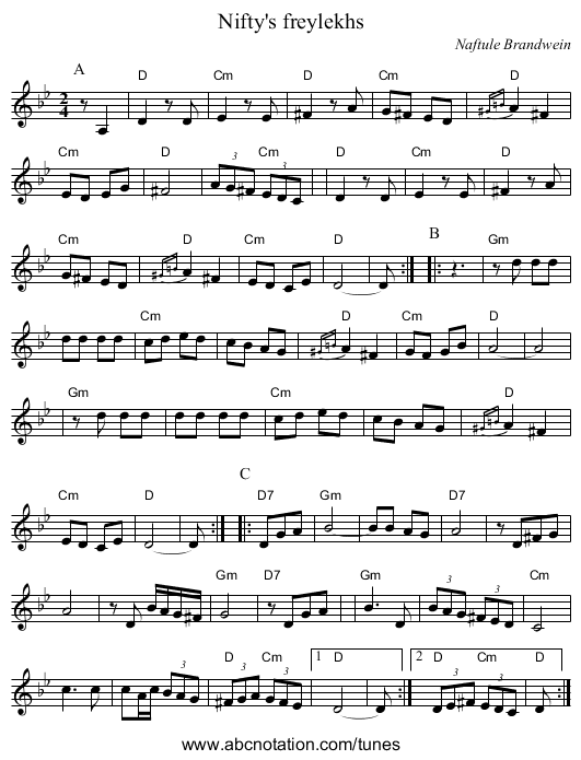 Nifty's freylekhs - staff notation