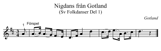Nigdans från Gotland - staff notation