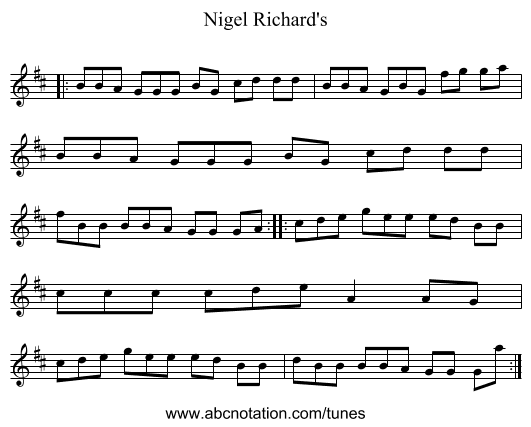 Nigel Richard's - staff notation