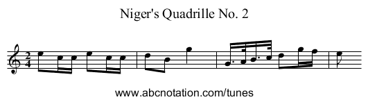 Niger's Quadrille No. 2 - staff notation