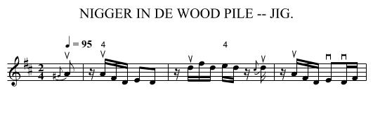 NIGGER IN DE WOOD PILE -- JIG. - staff notation