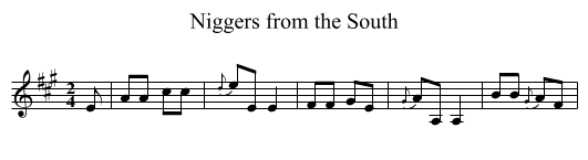 Niggers from the South - staff notation