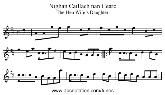 Nighan Caillach nan Cearc - staff notation