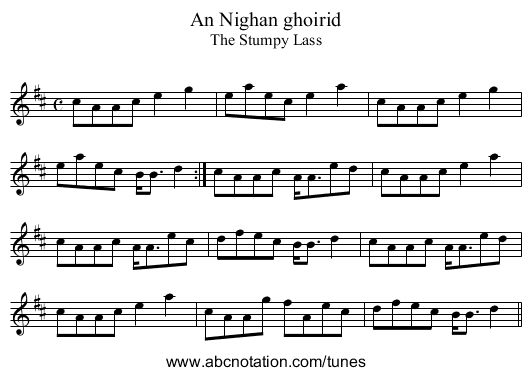 Nighan ghoirid, An - staff notation