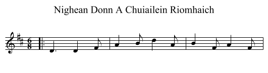 Nighean Donn A Chuiailein Riomhaich - staff notation