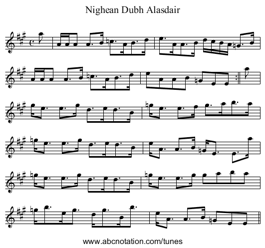 Nighean Dubh Alasdair - staff notation