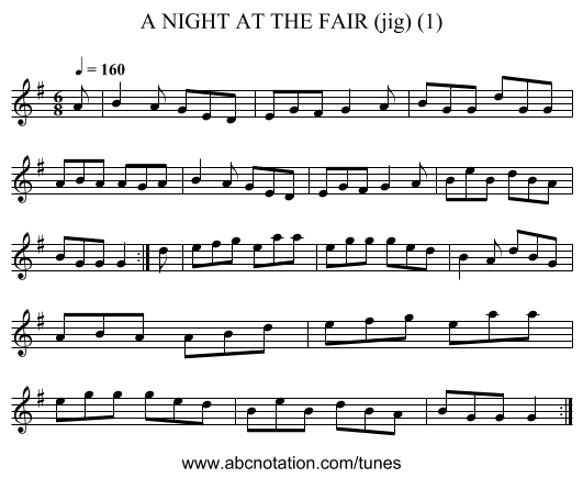 NIGHT AT THE FAIR (jig) (1), A - staff notation