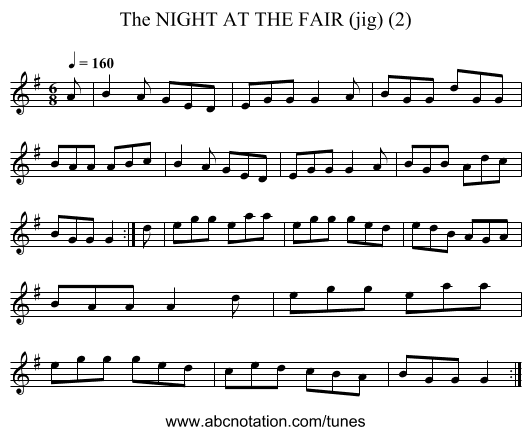 NIGHT AT THE FAIR (jig) (2), The - staff notation