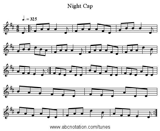 Night Cap - staff notation