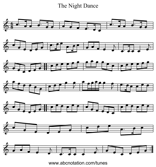 Night Dance, The - staff notation