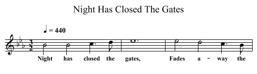Night Has Closed The Gates - staff notation