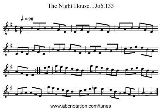 Night House. JJo6.133, The - staff notation