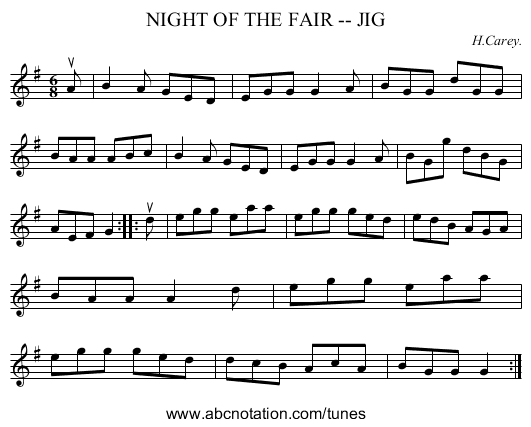 NIGHT OF THE FAIR -- JIG - staff notation