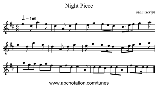 Night Piece - staff notation