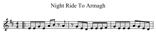 Night Ride To Armagh - staff notation