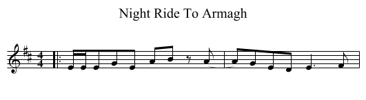 Night Ride To Armagh - staff notation