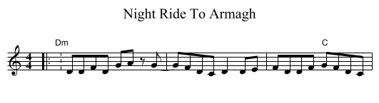 Night Ride To Armagh - staff notation