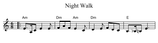 Night Walk - staff notation