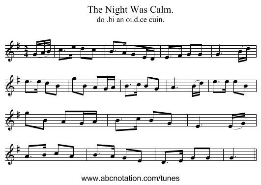 Night Was Calm., The - staff notation