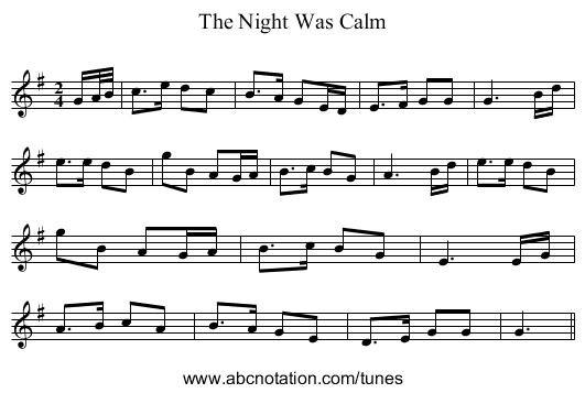 Night Was Calm, The - staff notation