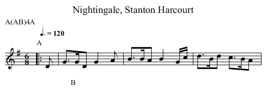 Nightingale, Stanton Harcourt - staff notation