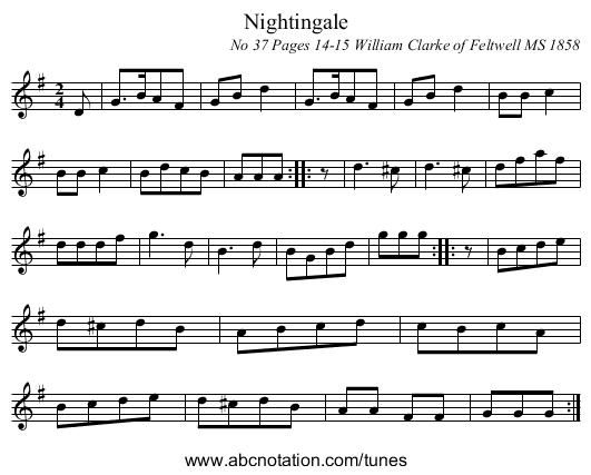 Nightingale - staff notation
