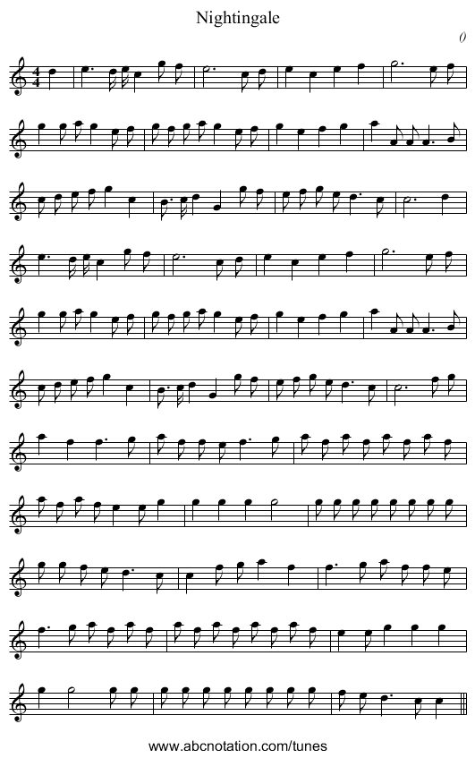 Nightingale - staff notation