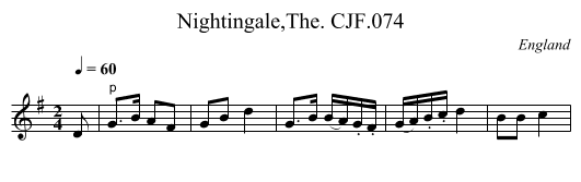 Nightingale,The. CJF.074 - staff notation