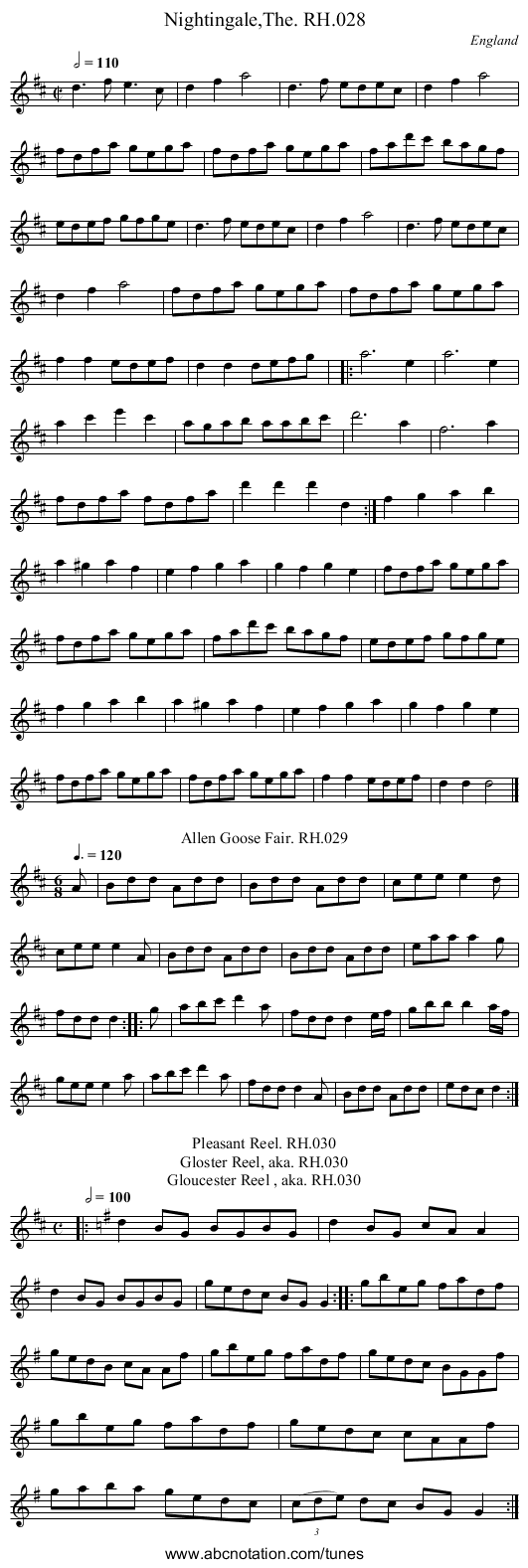 Nightingale,The. RH.028 - staff notation