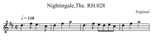 Nightingale,The. RH.028 - staff notation