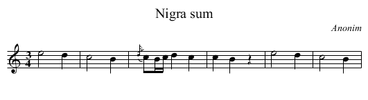 Nigra sum - staff notation